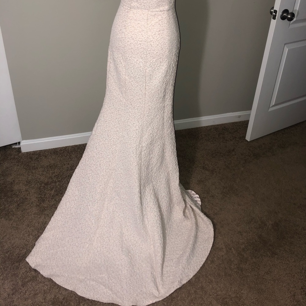 Shoulder strap cream colored dress